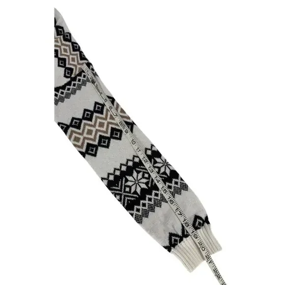 Hollister Women’s S Small Oversized Crewneck Sweater Fair Isle Cream Black Tan - Picture 10 of 14